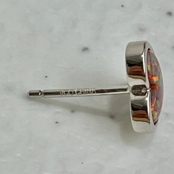 QVC Opal Earrings 925 Sterling Silver 10mm Posts Red Opals Heart Studs - Picture 12 of 12